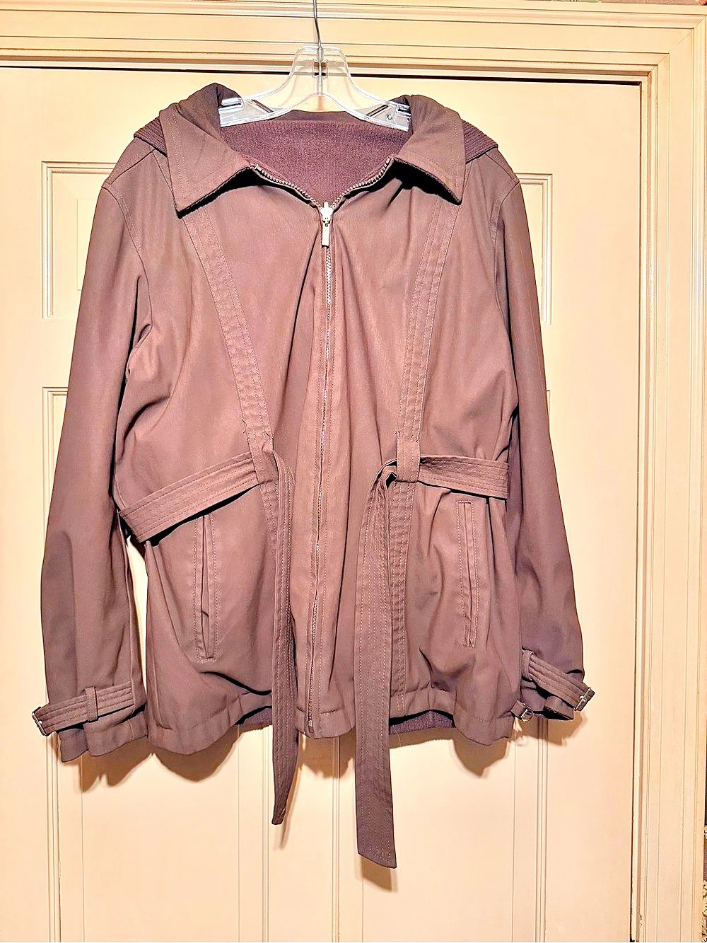 Weather Tamer Reversible Women's Hooded Utility Jacket Brown